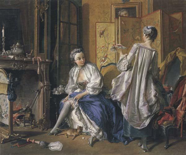Francois Boucher Lady Fastening her Garter oil painting image